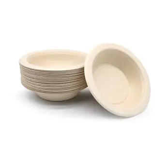 16 oz biodegradável Eco durável de fibra de bagaço descartável para micro-ondas, placa de tigela plana para alimentos quentes