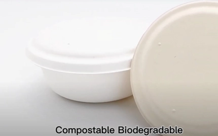 Bacia redonda biodegradável descartável do bagaço