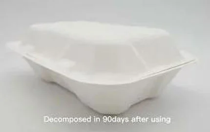 Bagaço de cana-de-açúcar biodegradável descartável 850ml Clamshell Box