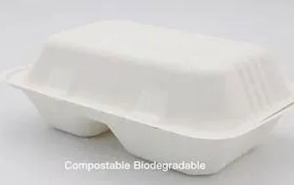 Bagaço de cana-de-açúcar biodegradável descartável 850ml 2 Comp Clamshell Box